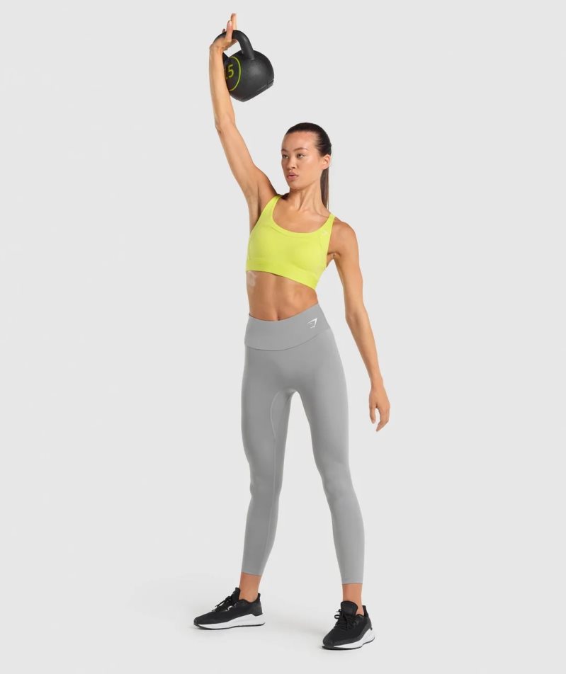 Women's Gymshark Racer Back Sports Bra Yellow | CA 85173A